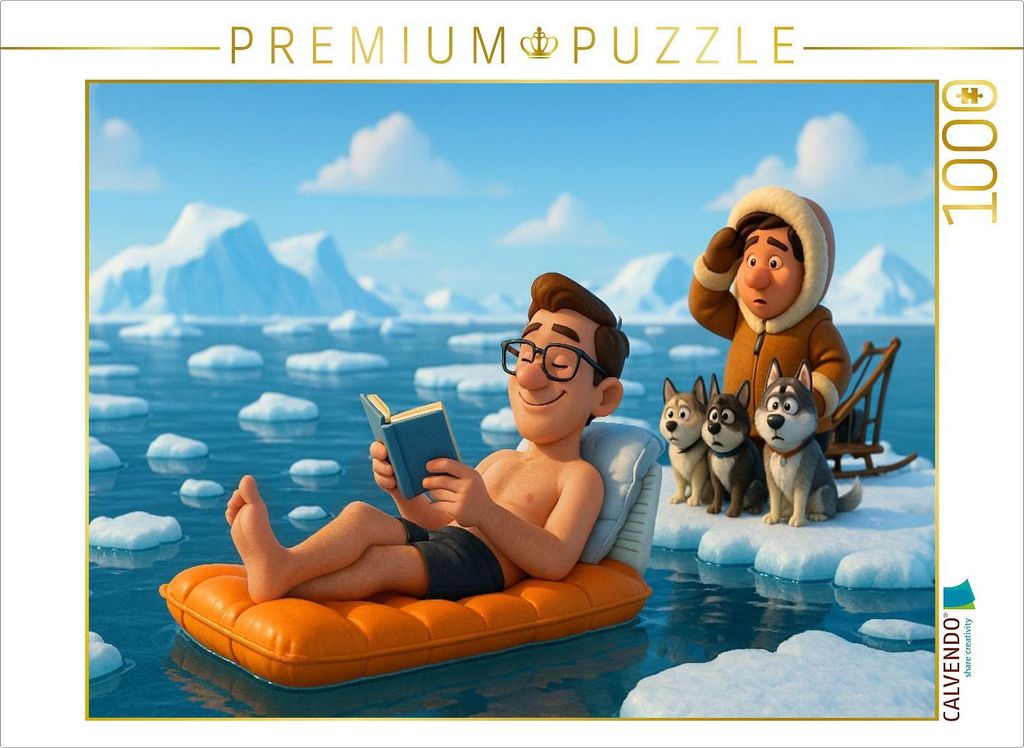 CALVENDO Puzzle Kälteanbeter mit der Luftmatratze in der Arktis | 1000 Teile Lege-Größe 64x48cm Foto-Puzzle für glückliche Stunden
