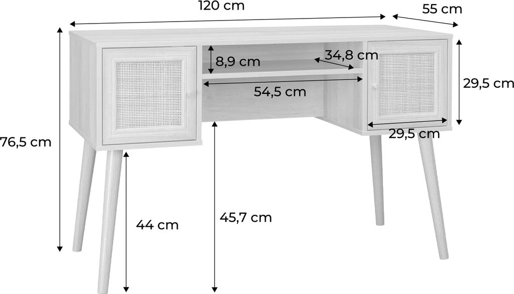 sweeek - Schreibtisch mit Rohrgeflecht und Holzdekor 2 Produktbild 6