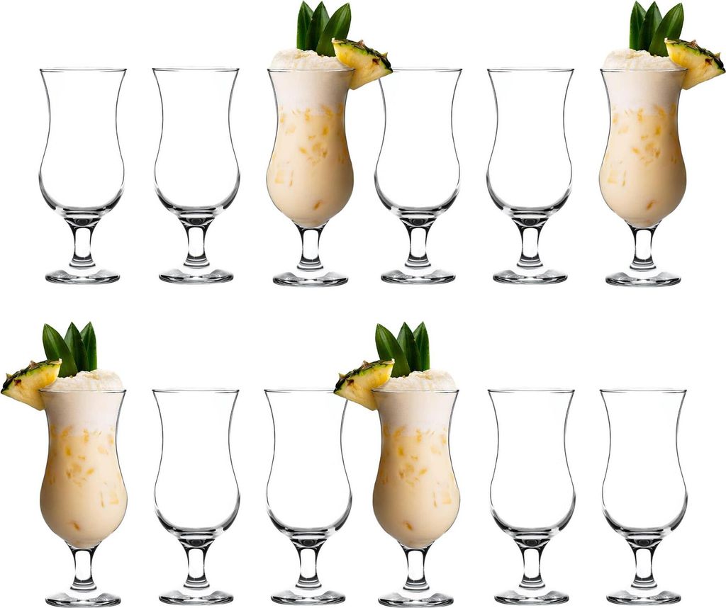 12x Pina Colada Gläser Hurrikanstil Poco Grande Cocktail Produktbild 