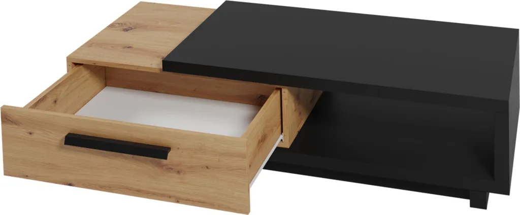 Table basse bois et métal DELAWARE 120 cm chêne artisan finition mate