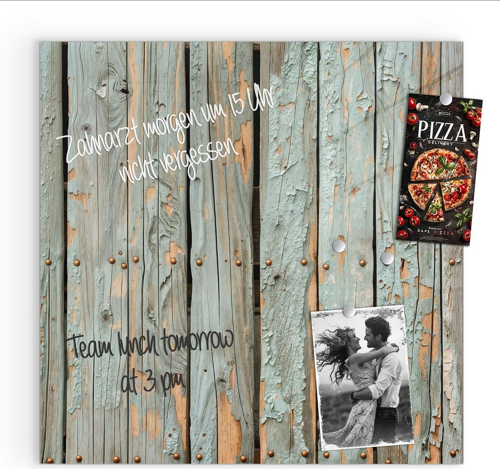 Magnettafel 30x30cm Pinnwand Whiteboard beschreibbar - Verwitterte Holzbretter