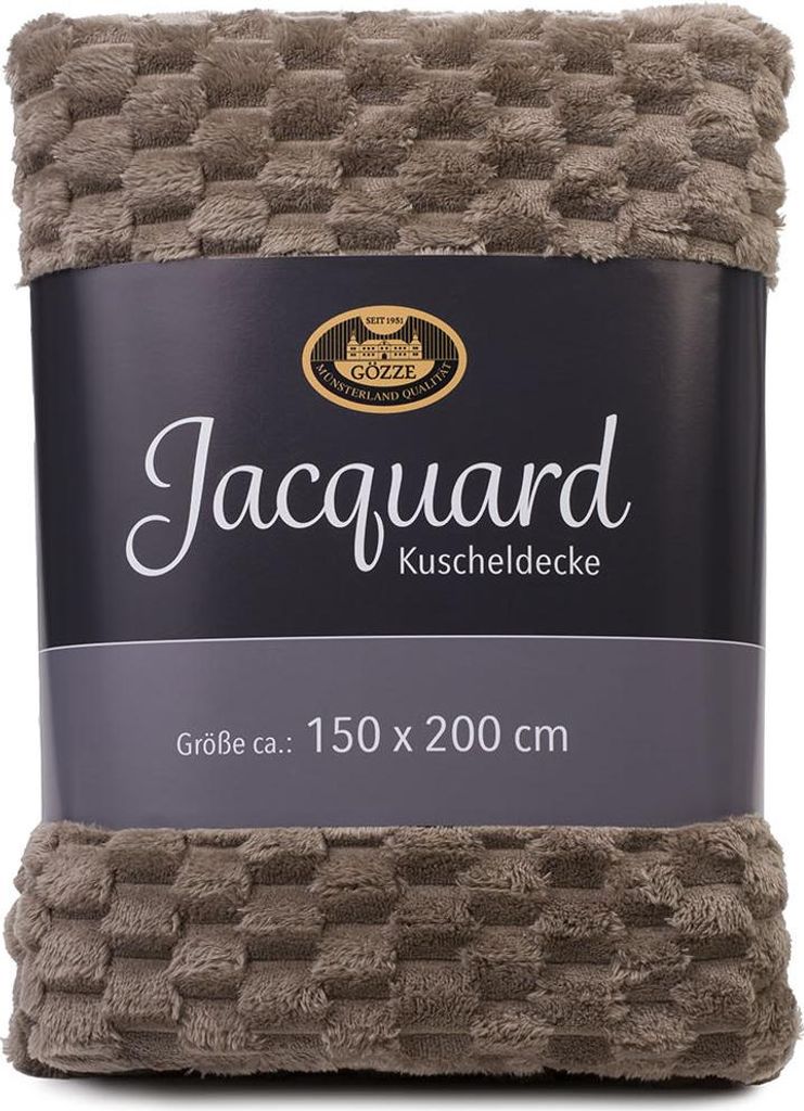 GÖZZE Decke BUBBLES stein BL 150x200 cm grau Wohndecke Kuscheldecke Sofadecke