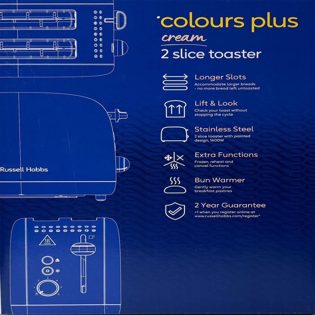 Tostapane Russell Hobbs a 2 fette, fessure per toast extra Immagine del prodotto 