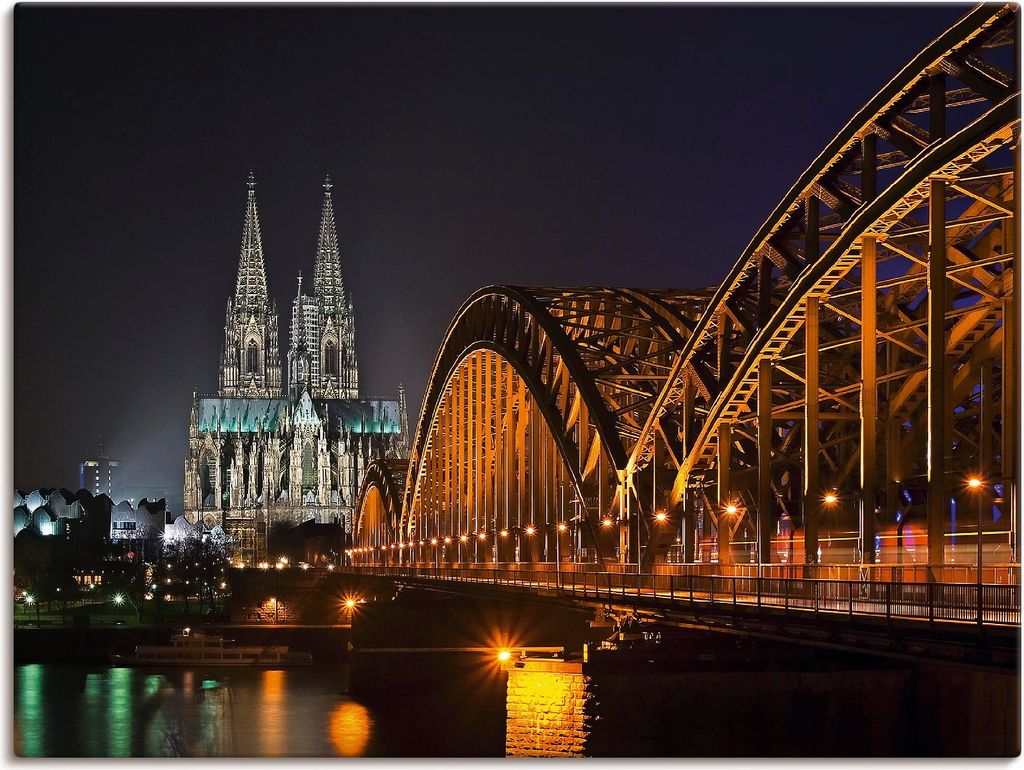 ARTland Leinwandbild Kölner Dom mit Brücke Größe: 40x30 cm