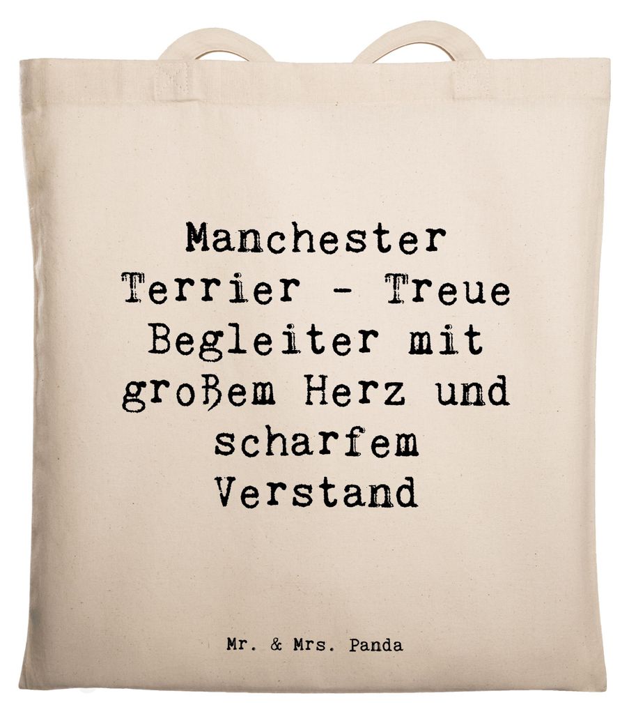 Mr. & Mrs. Panda Tote Bag Spruch Manchester Terrier Begleiter - Transparent - Geschenk, treue, umhängebeutel, Hund, Charme, Schultasche, Hunderass...