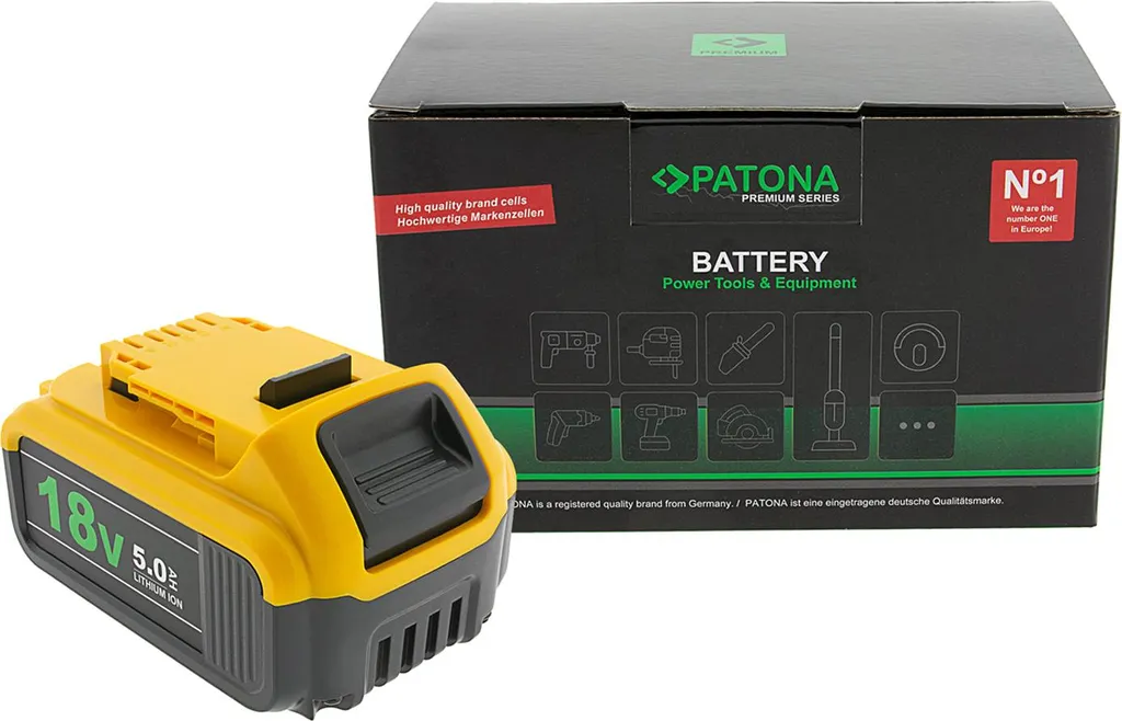 Batteria 18V DeWalt 5Ah DCB184 PATONA | Qualità Tedesca in Pronta Consegna