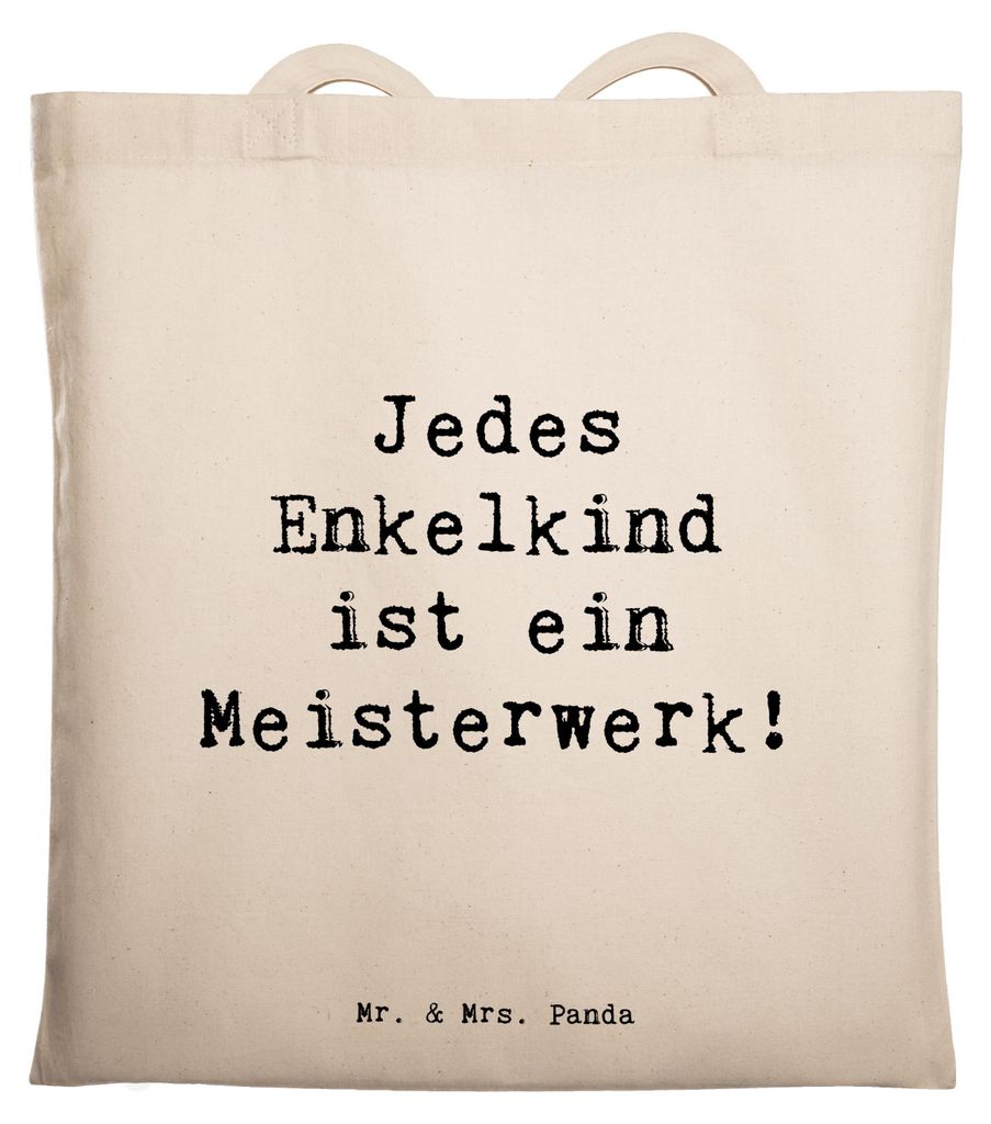 Mr. & Mrs. Panda Jutebeutel Spruch Enkelkinder Meisterwerk - Transparent - Geschenk, Handarbeit, Lächeln, Tragetasche, Familie, Dankeschön, Einzi...