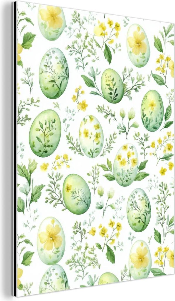 MuchoWow Wanddekoration Metall Metallbild Wandkunst 90x120 cm Muster - Grün - Eier MuchoWow Aluminium Gemälde - Industrial