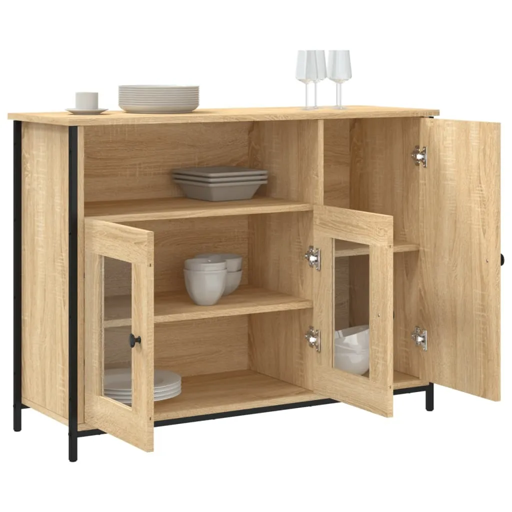 Credenza Multiuso 100cm Rovere Sonoma - Robusta e Capiente - 5