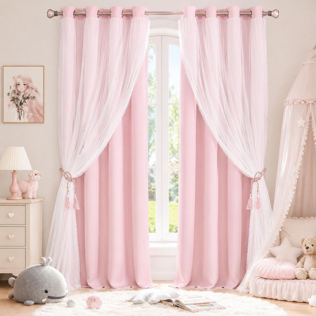 Vorhänge Doppelschicht mit Voile Blickdicht Kinderzimmer Produktbild 