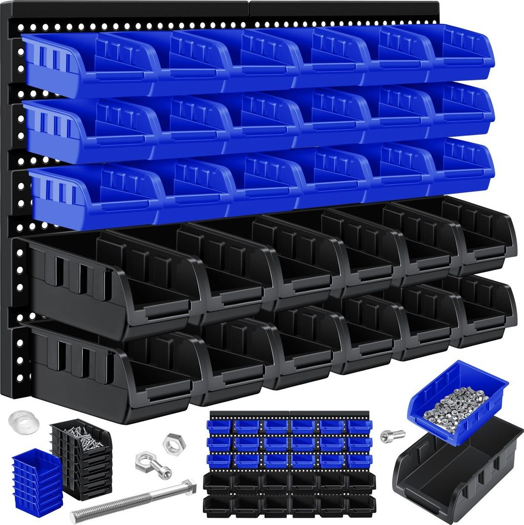Masko® Stapelboxen Wandregal 32tlg Box Sichtlagerkästen Produktbild 