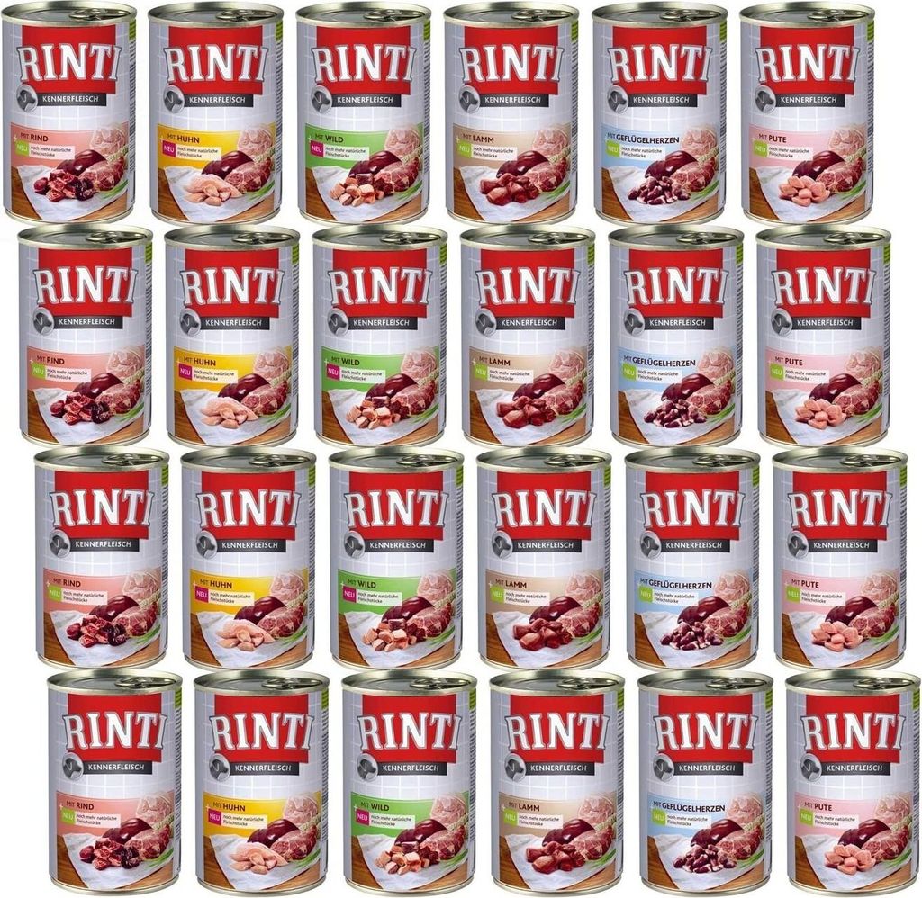 RINTI - Kennerfleisch Mischpaket 2 - verschiedene Sorten - 12x800g nasses Hundefutter in Dosen
