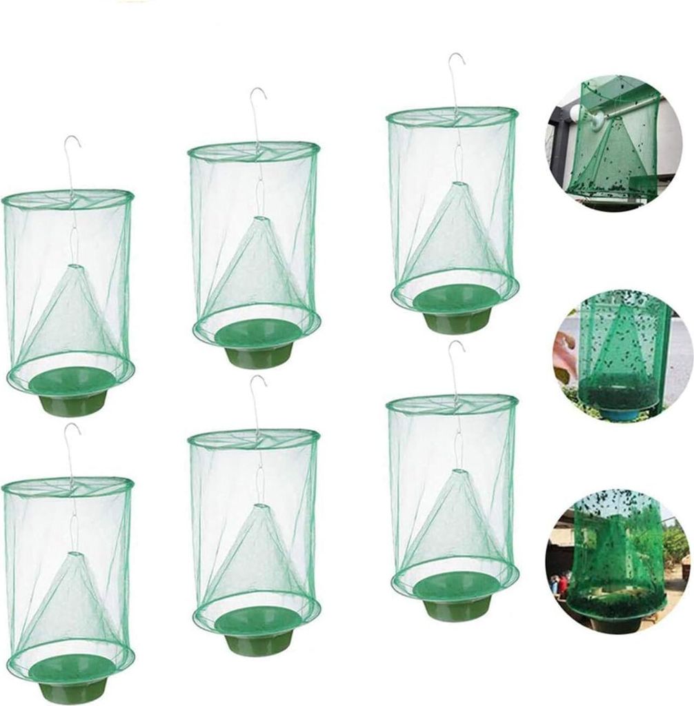 6 Pack Fliegenfalle Garden Ranch Orchard Trap, Ranch Fly Trap Flay Catcher, Die effektivste Falle je gemacht mit Flay Catcher Blumentöpfen
