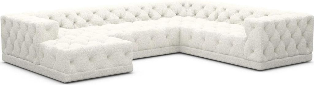 Bouclé U-Form XXL Wohnlandschaft Meliva Weiß Links