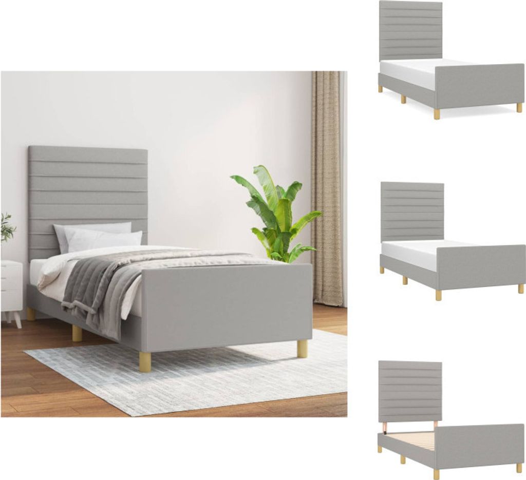 vidaXL Bettgestell mit Kopfteil Hellgrau 80x200 cm Stoff - Betten & Bettgestelle