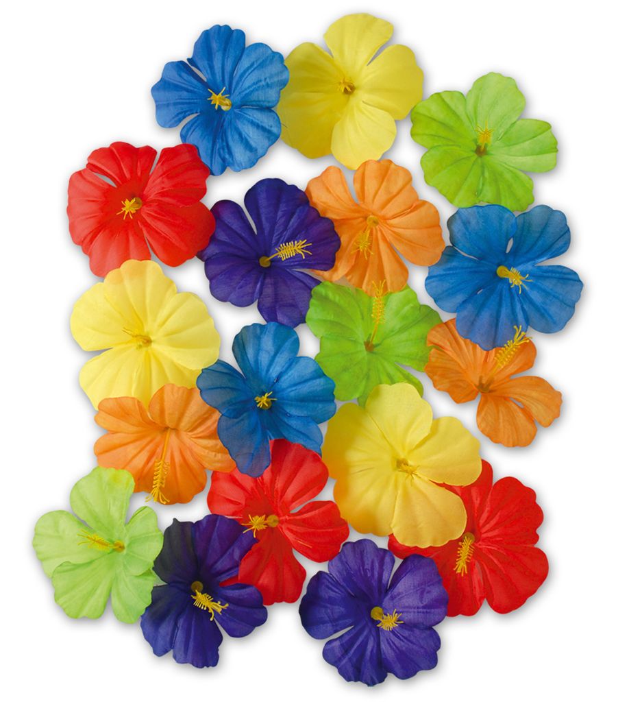 18 Bunte Hawaii Deko Blumen 5cm