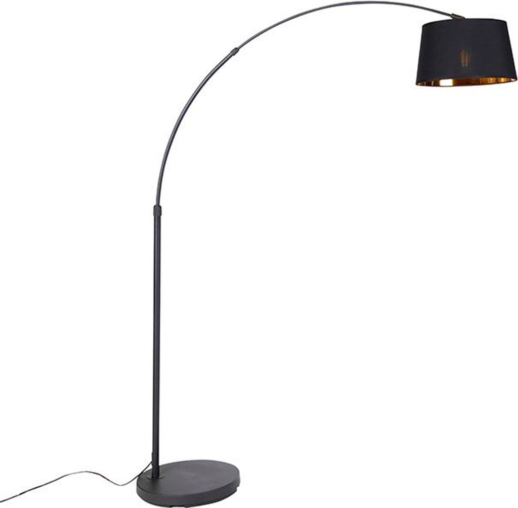Moderne Bogenlampe Schwarz mit Gold Arc Basic