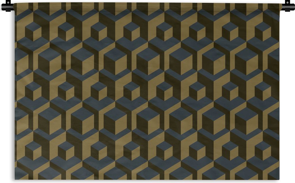 MuchoWow Wandteppich Wandbehang Blöcke - Muster - Würfel 90x60 cm Tapisserie Dekoration Wandtuch - Wandskulpturen - Bildteppich