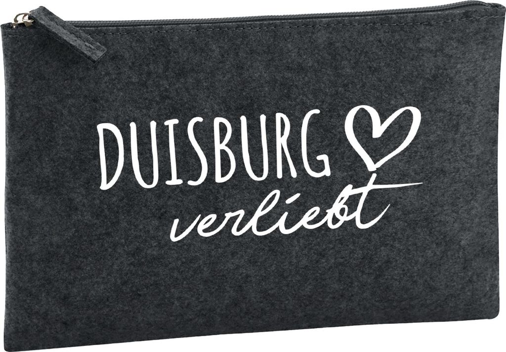 Huuraa Kulturbeutel Duisburg verliebt 1 Liter Charcoal Filz Kosmetiktasche Geschenkidee