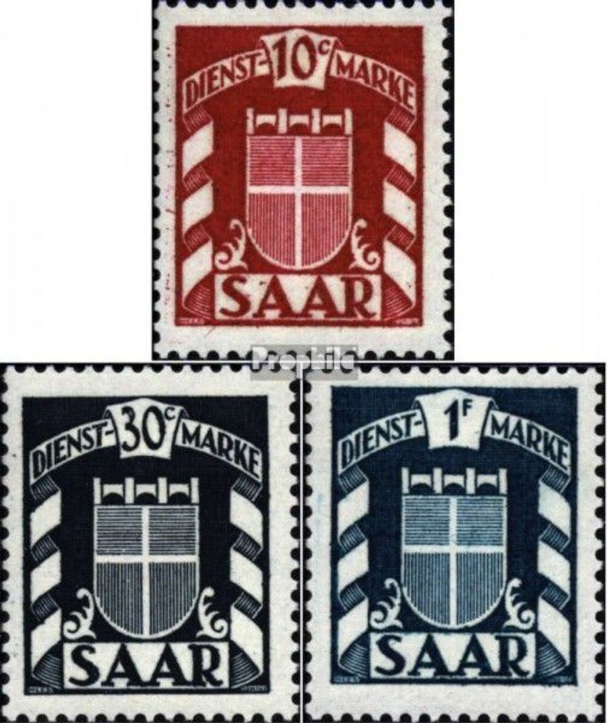 Briefmarken Saarland 1949 Mi D33-D35 postfrisch Wappen des Saarlandes