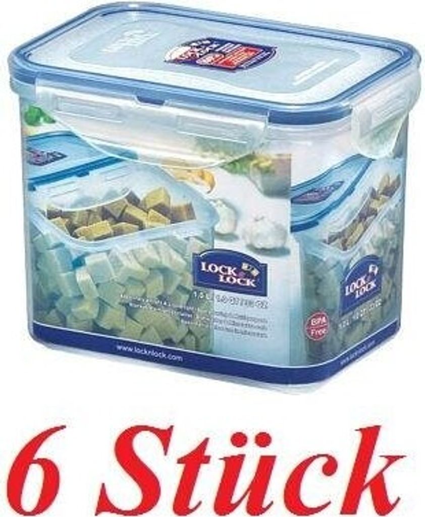 LocknLock 6er SET HPL812 Vorratsdosen - Frischhaltedosen 1 Liter - Maße (LxBxH): 151 x 108 x 117 mm - Geeignete Dosen zum Einfrieren und Mikrowell...