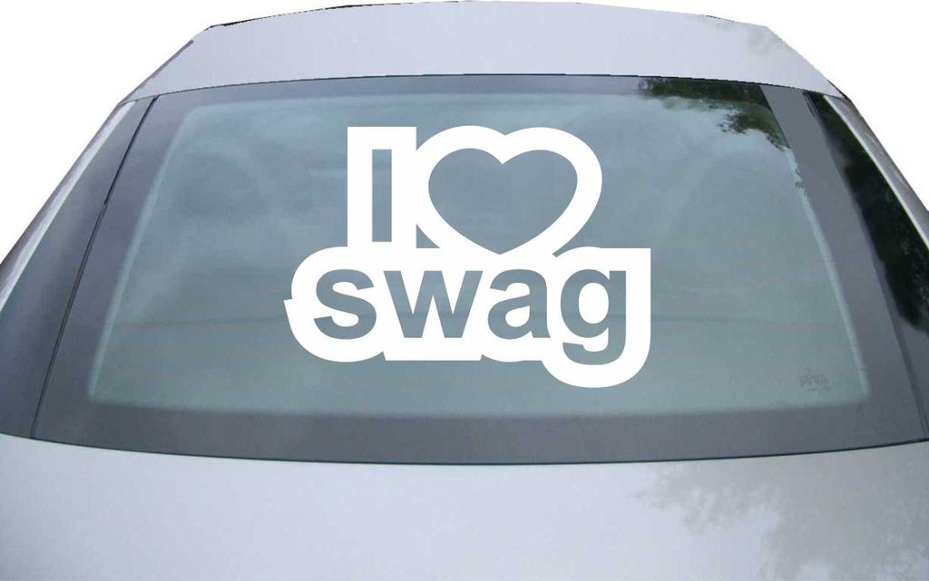 Indigos UG - Aufkleber Heckscheibe & Motorklappe DE6075 - weiß - 600x428 mm - i love swag - Auto Scheiben Fenster Heckklappe Tuning Racing JDM - D...
