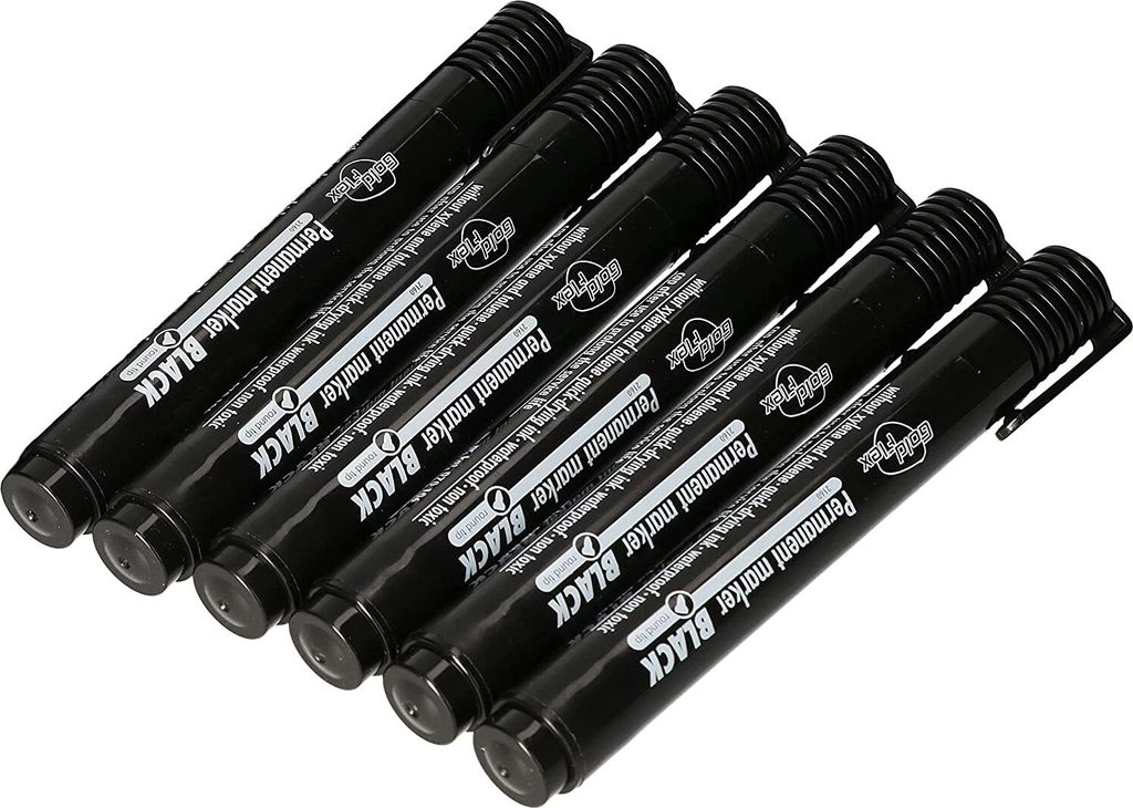 KOTARBAU Permanent Marker Satz 6 Stk. Schwarz Runde Spitze Wasserferster Stift