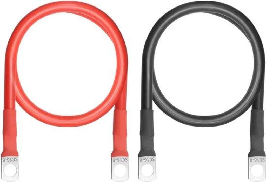 Paire de Câbles de Liaison Batterie 16mm² 50cm Cuivre pour Auto et Moto