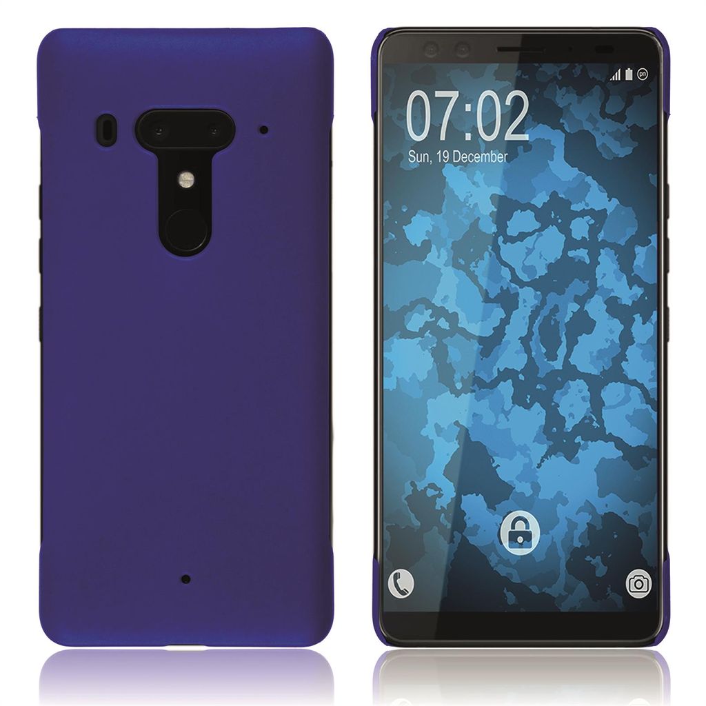 PhoneNatic Case kompatibel mit HTC U12+ - Hülle blau gummiert Hard-case Cover