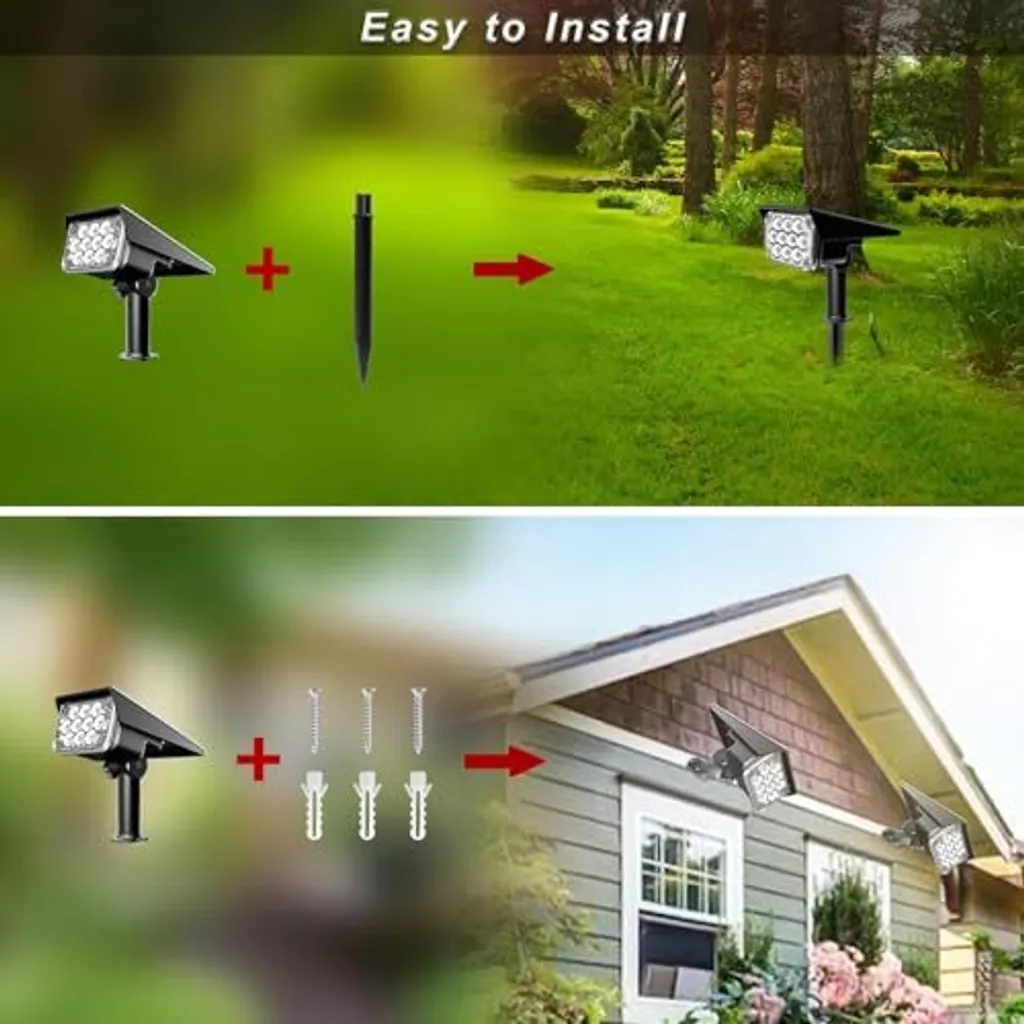 Natpow Solar Garden Spotlight, 20 LED RGB Light Lamp Spotlight Outdoor, IP65 impermeabile, luce da parete esterna che cambia colore, luce da patio, - 6