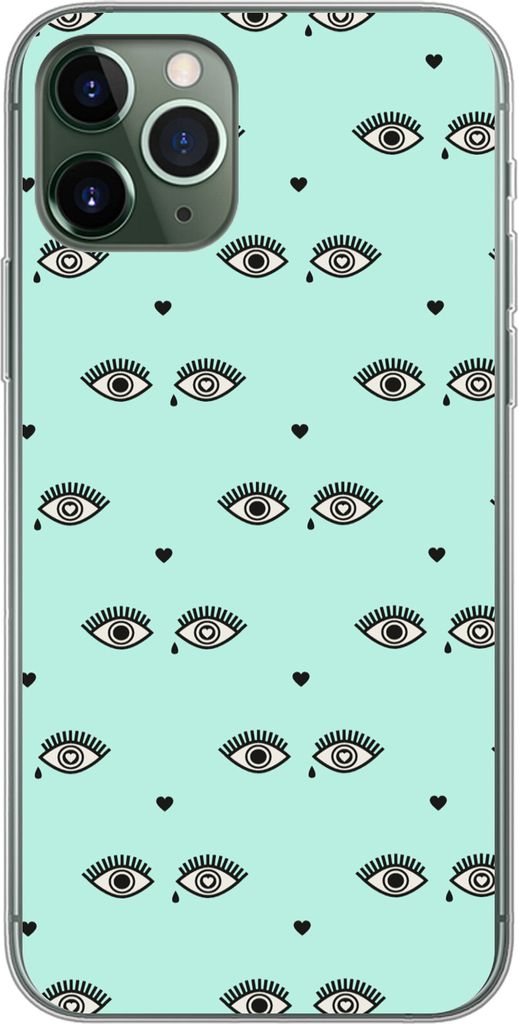 MuchoWow Handyhülle Schutzhülle Hülle für Telefoonhoesje iPhone 11 Pro Mädchen - Augen - Herzen - Muster - Mädchen - Kinder - Kinder Siliko...