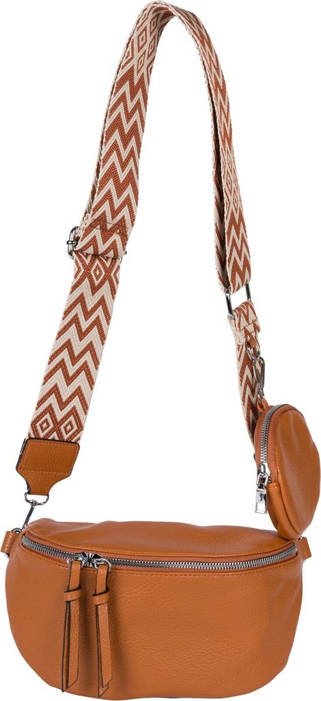 styleBREAKER Damen Halbmond Crossbody Schultertaschen Set 2-Teilig, Schultergurt mit Zick-Zack Rauten Muster 02012396
