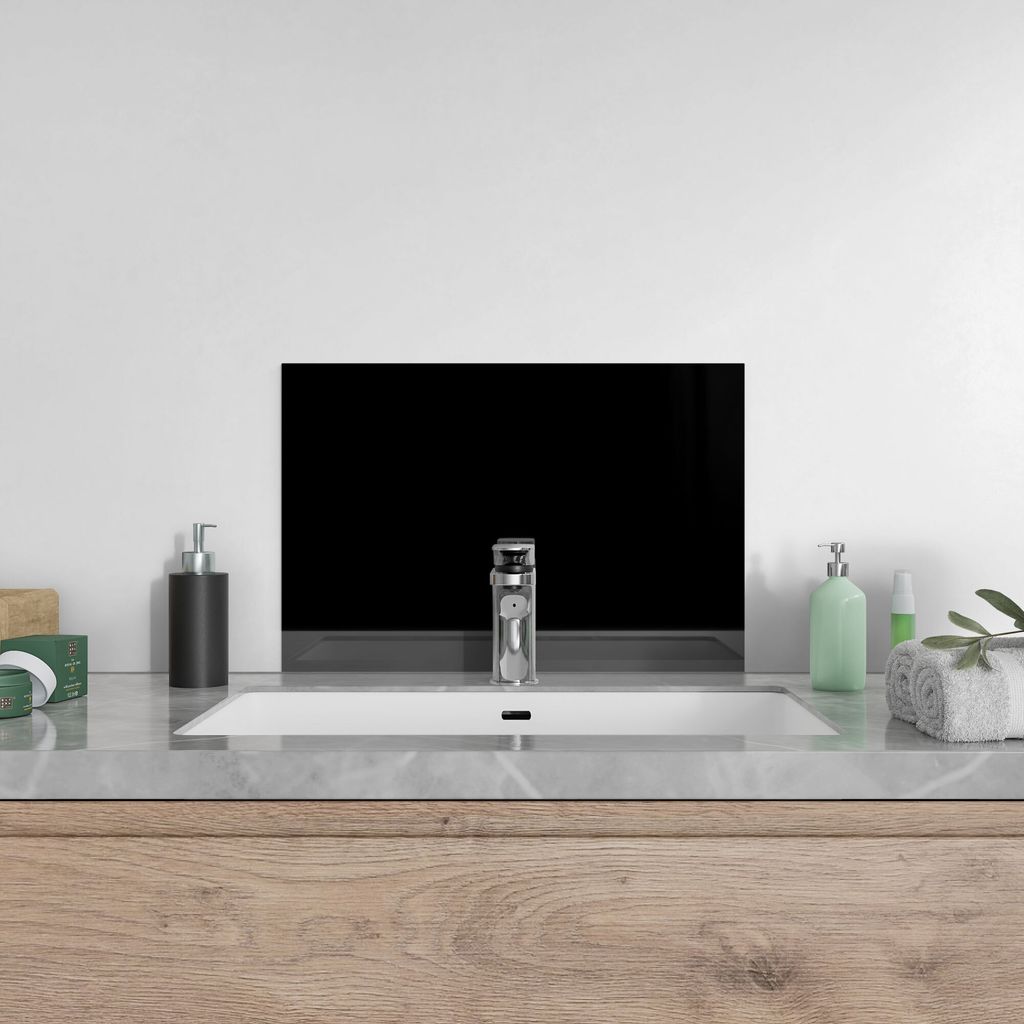 DEQORI Küchenrückwand Glas 60x40 cm 'Schwarz' Spritzschutz Produktbild 4