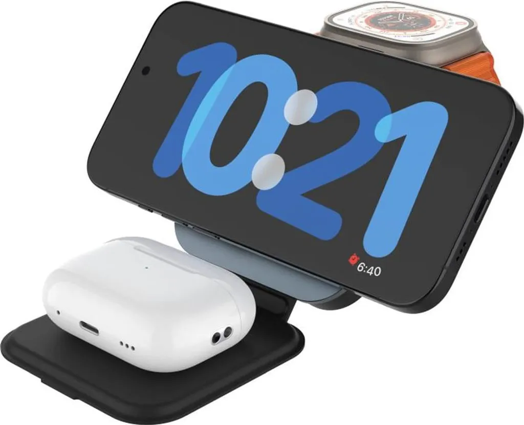 Chargeur de voyage 3 en 1 MagFlex Alu pour iPhone, Watch et AirPods