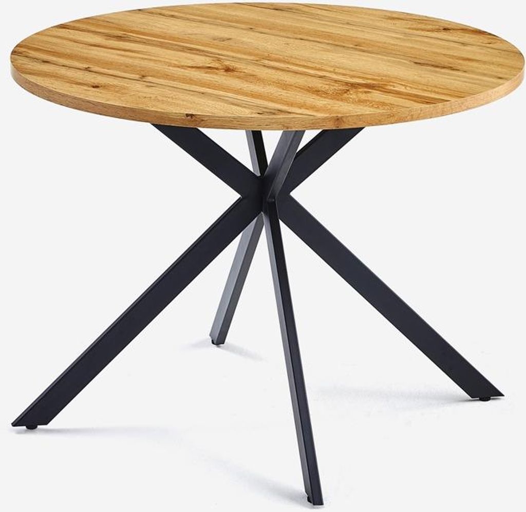 Tisch 100cm rund aus Holz mit gekreuzten Beinen Küche Produktbild 