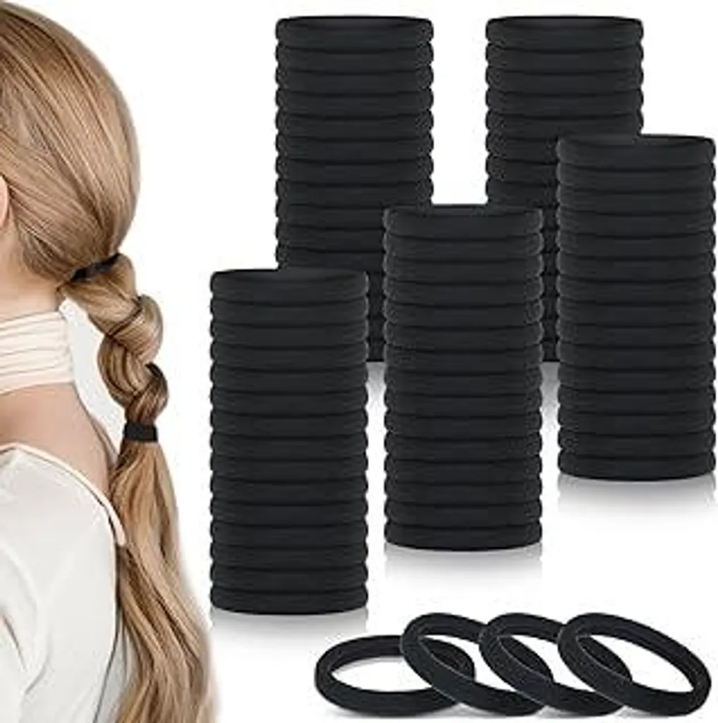 Set 100 Elastici Professionali 3.8cm Neri - Fermagli Coda Anti-Rottura