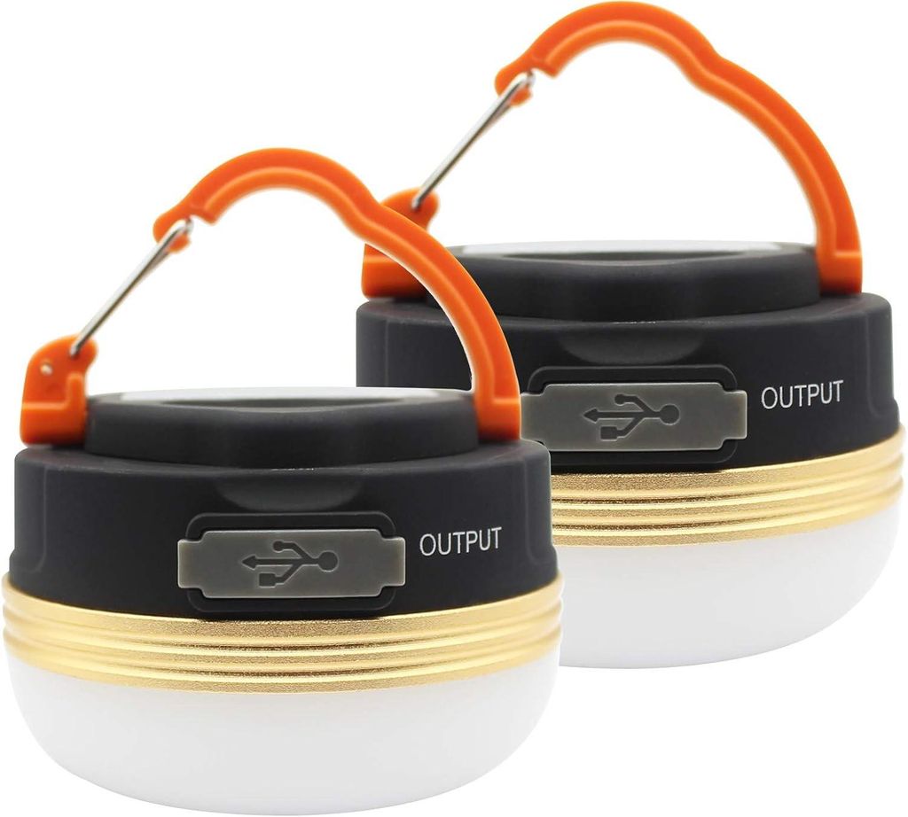 2 stück LED Camping Lampe Campingleuchte Mini Tragbare Licht Aufladbar mit 3 Helligkeiten Leuchtmodi Wasserdicht Außenpool Camping, Wandern, Notfall