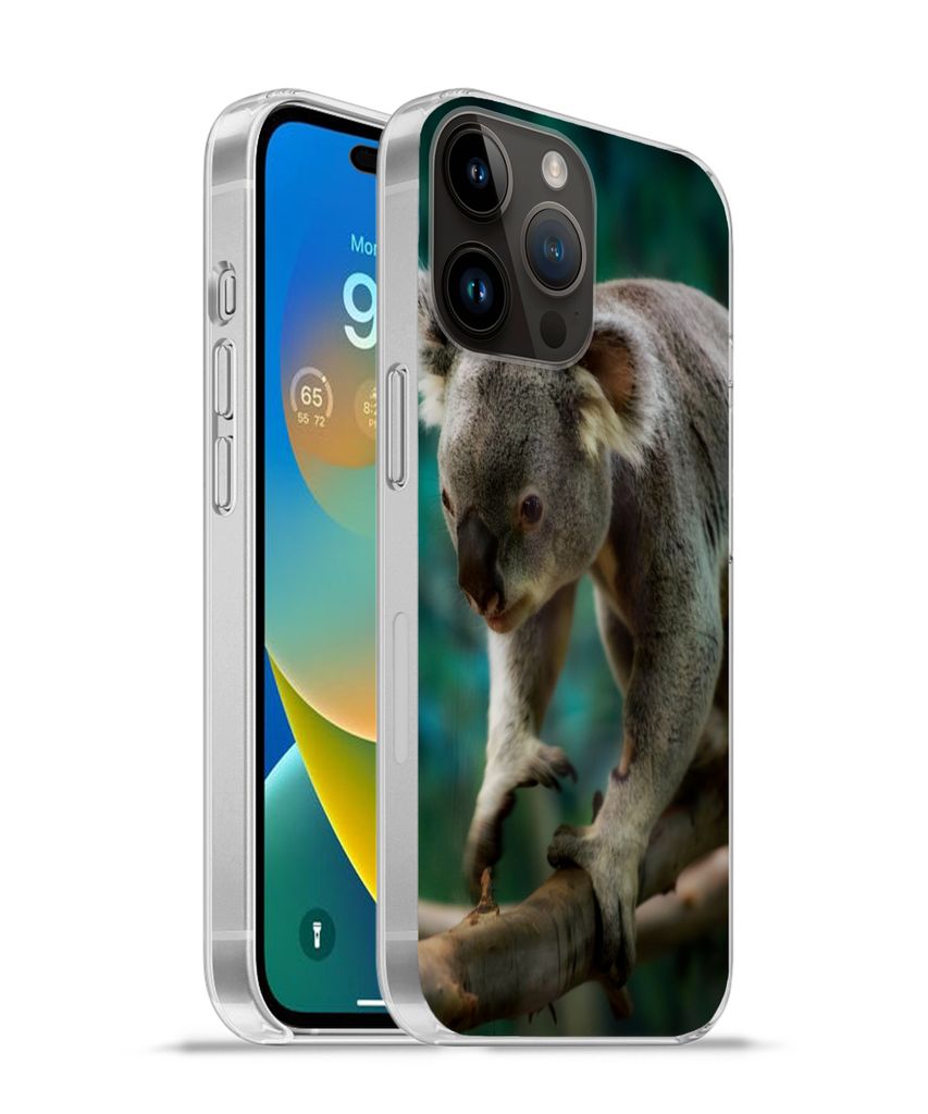 MuchoWow Handyhülle Schutzhülle Hülle für Apple iPhone 14 Pro - Softcase Koala - Baum - Klettern - Kinder - Jungen - Mädchen Silikon Softcas...