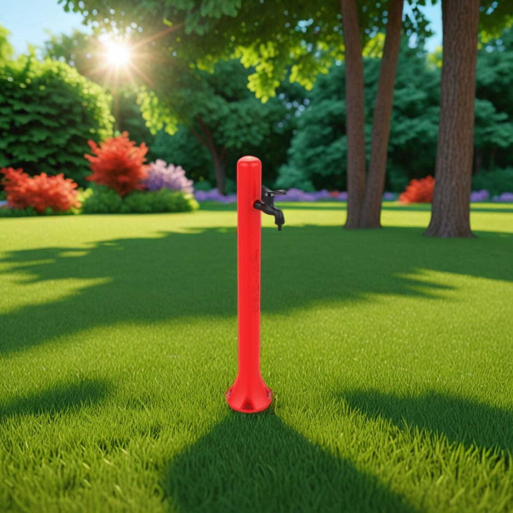 Sined | Gartendusche 100 Cm - Rot - Hochwertige Hdpe-Konstruktion - Ideal Für Garten Und Pool