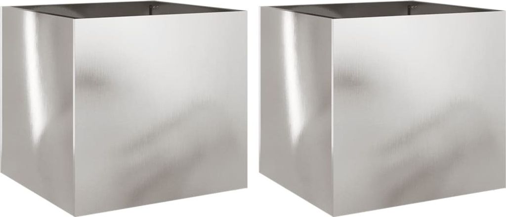 vidaXL Sadzarka 2 sztuki srebrna 42x40x39 cm stal Zdjęcie produktu 