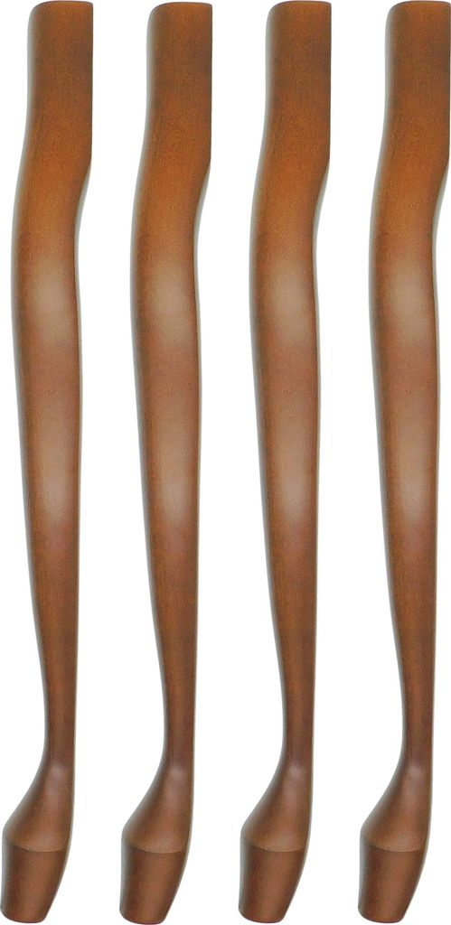 Four wooden table legs are displayed side-by-side against a white background.