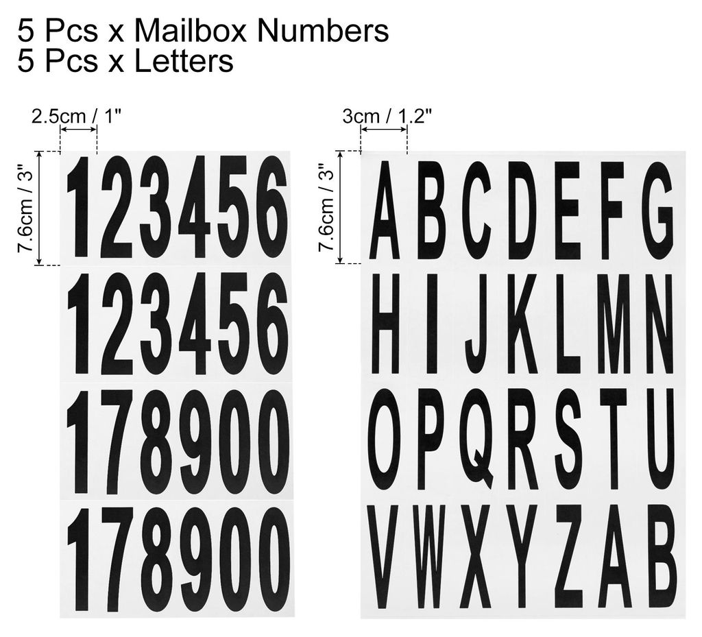 10 Blatt Briefkasten Zahlen und Buchstaben reflektierende Vinyl wasserdichte Nummern- und Buchstaben-Aufkleber fš¹r den Innen- und Au?enbereich, ...