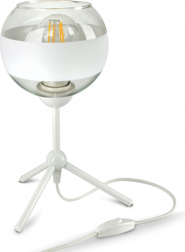 LUXOLAR Led Tischleuchte mit Schalter - Weiß Glas Schreibtischlampe E27, 60W - Nachtlampe für Schlafzimmer