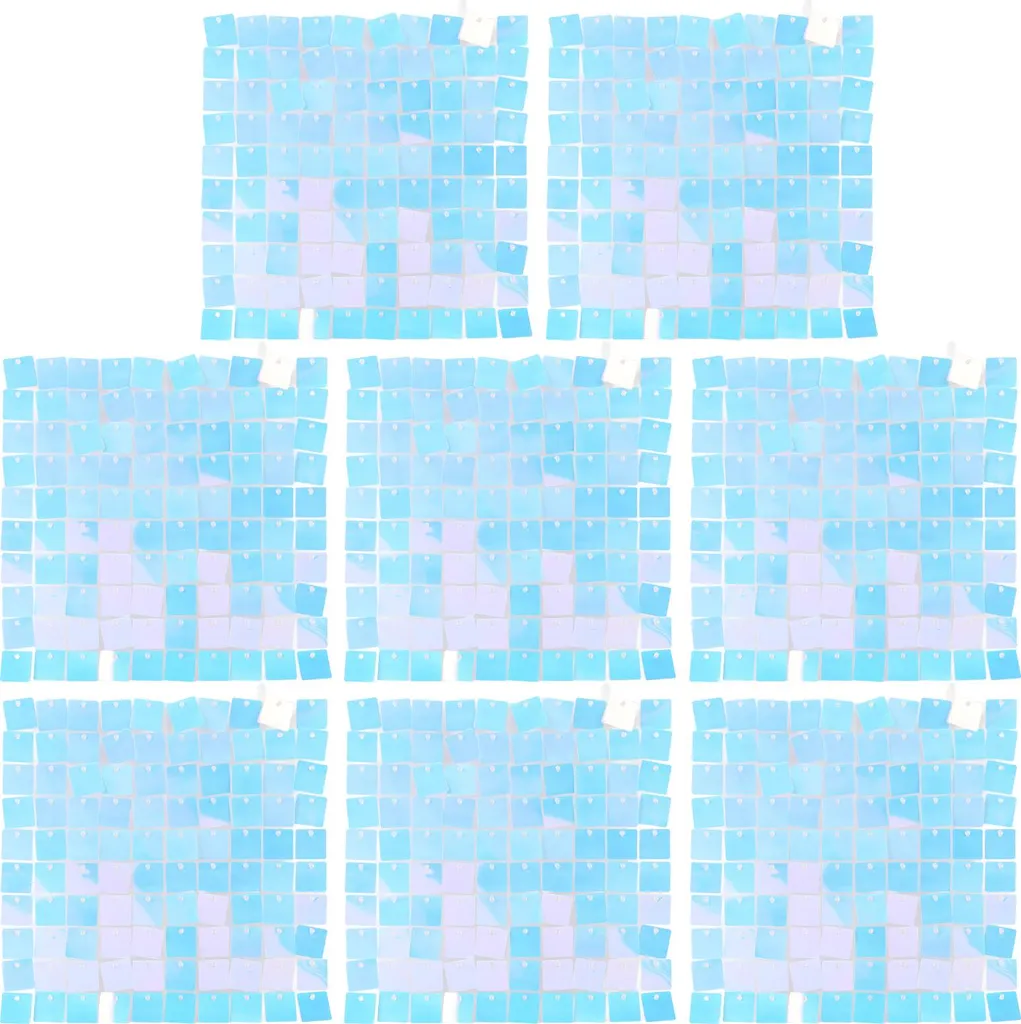Mur Scintillant Bleu 8 Pièces Foursquare Effet Paillettes Miroir