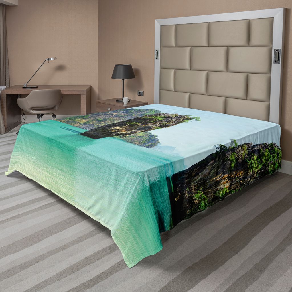 ABAKUHAUS Insel Bettlaken, James Bond Stone Island Landschaft Im Tropischen Strand, Der Lebensreise Foto Kreuzt, weiches bequemes oberes Bettlaken ...