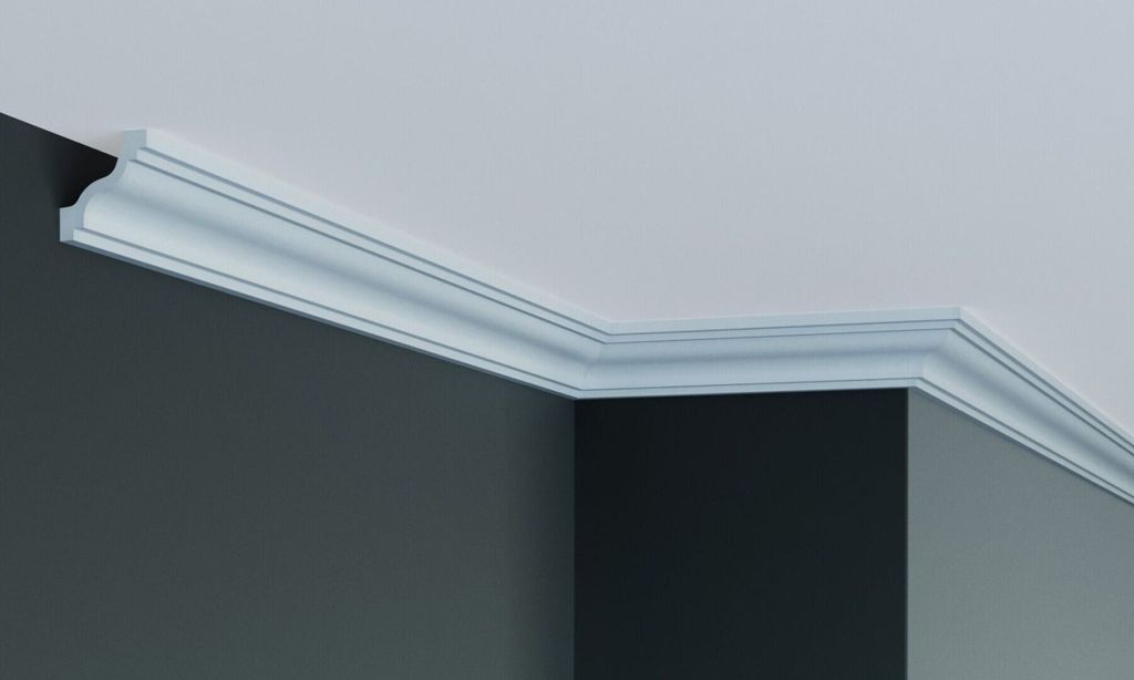 PROVISTON Deckenleiste | 40 x 38 x 2000 mm | aus Polyurethan | Weiß | hochwertige Stuckleiste | Modern | robust | langlebig | stoßfest | 30 Meter
