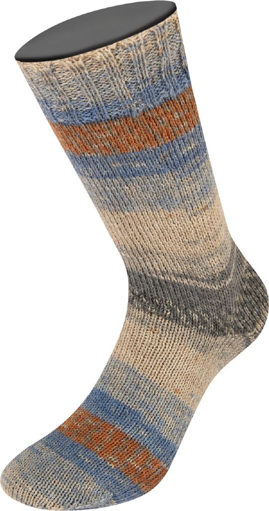 Lana Grossa - Meilenweit 100g Alpaca Print II 2210 orange dunkelblau graublau pastellrosa pastellgelb hellgrau graubraun graphitgrau