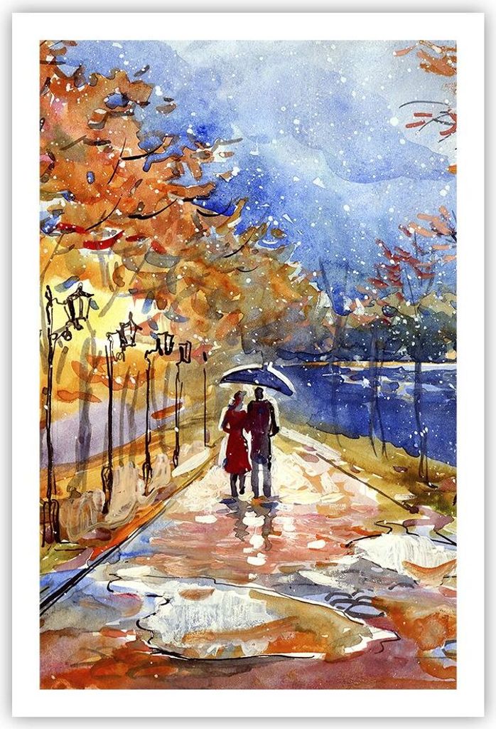 Poster - Poster ohne Rahmen - Park Paar Baum - 61x91,5 cm - Produktbild 