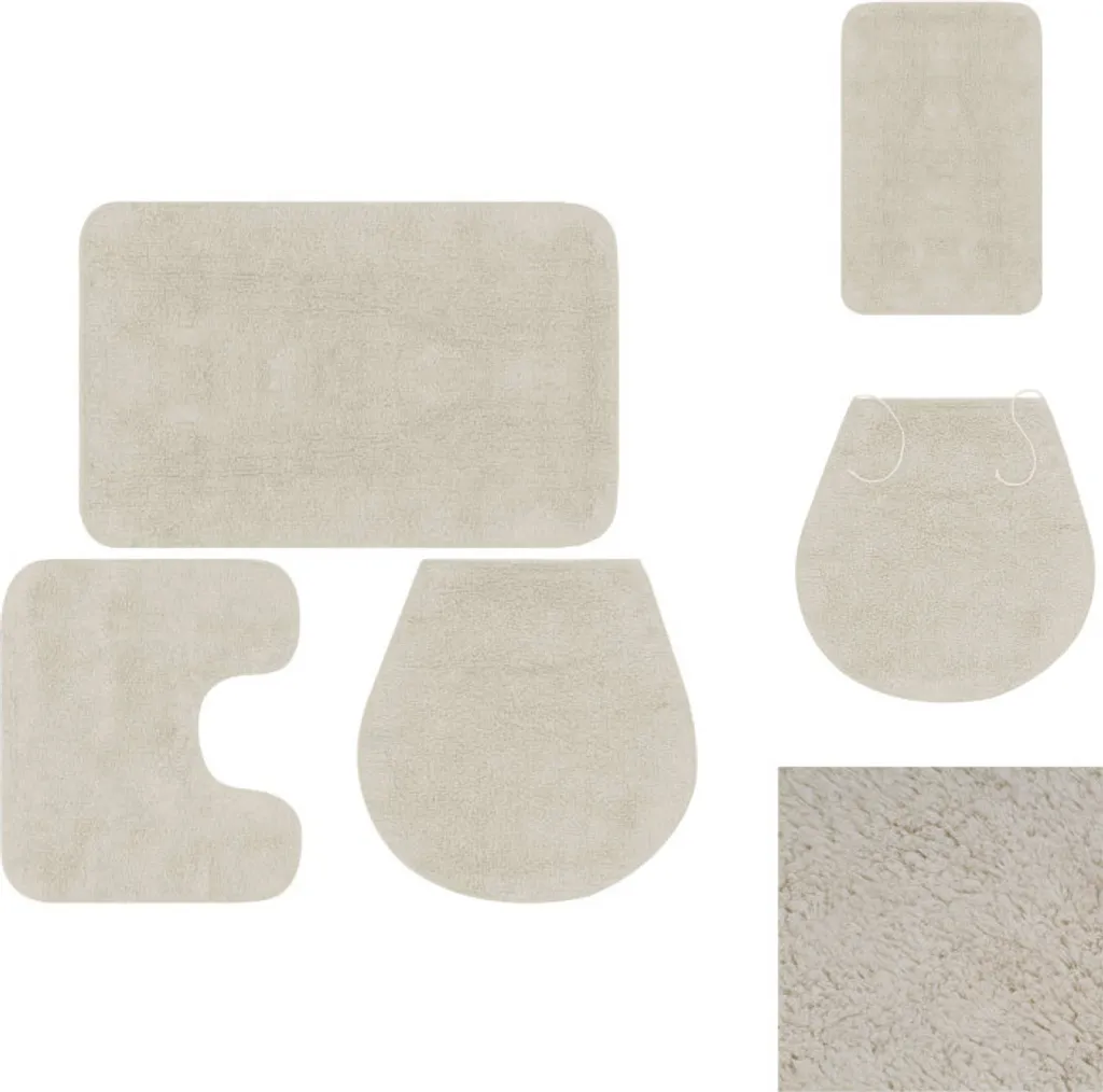 Set Tappetini Bagno vidaXL 3pz Cotone Bianco Lavabile e Sicuro