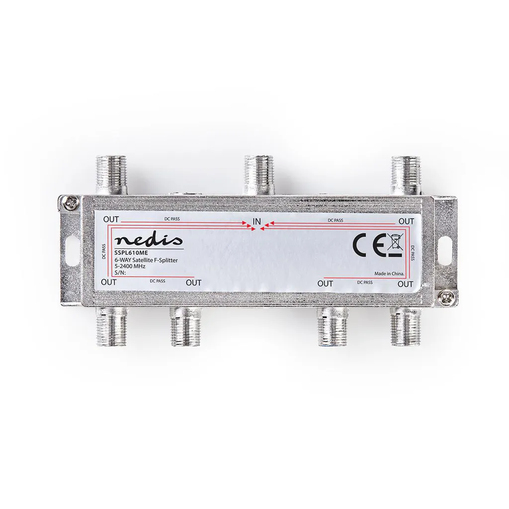 Splitter satellitare | 5 - 2400 MHz | 17,0 dB | Numero di ingressi: 1 | Numero di uscite: 6 | Impedenza: 75 Ohm | Zinco | Argento
